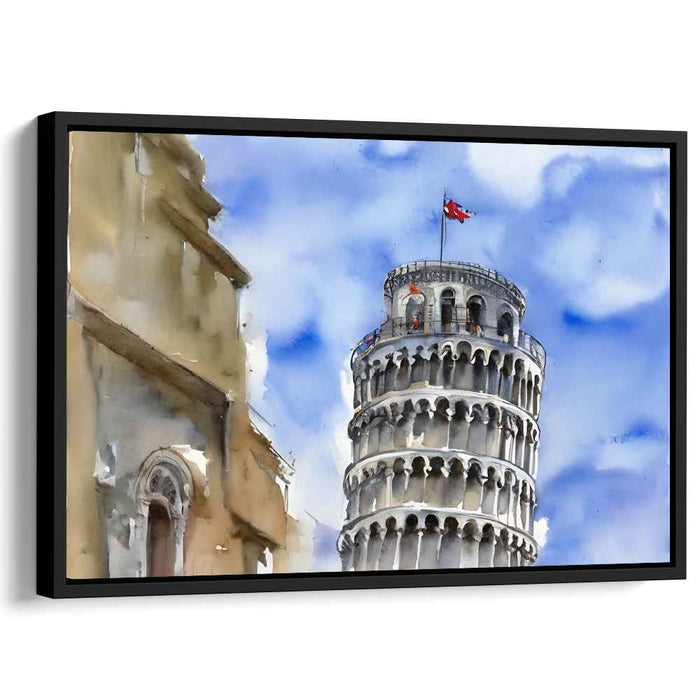 Tilted Italian Masterpiece: Watercolor View of the Leaning Tower of Pisa