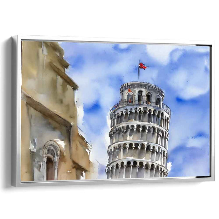 Tilted Italian Masterpiece: Watercolor View of the Leaning Tower of Pisa