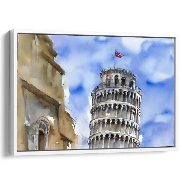 Tilted Italian Masterpiece: Watercolor View of the Leaning Tower of Pisa