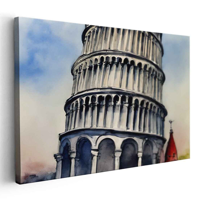 Pisa's Perilous Pose: The Leaning Tower of Pisa Watercolor Art Print