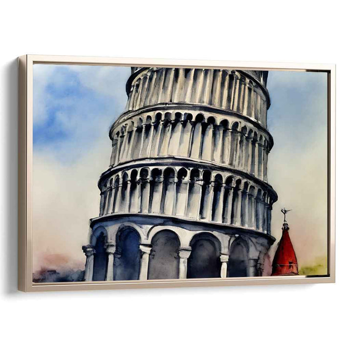 Pisa's Perilous Pose: The Leaning Tower of Pisa Watercolor Art Print
