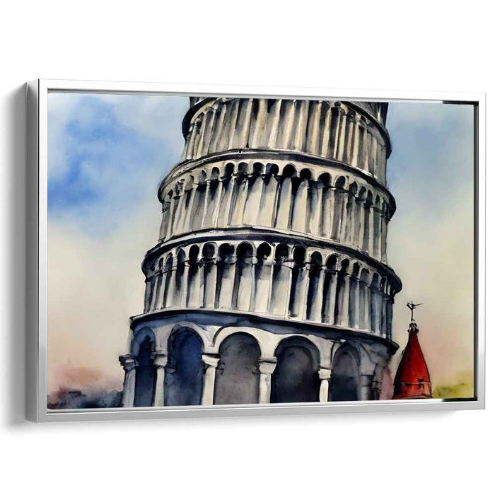 Pisa's Perilous Pose: The Leaning Tower of Pisa Watercolor Art Print