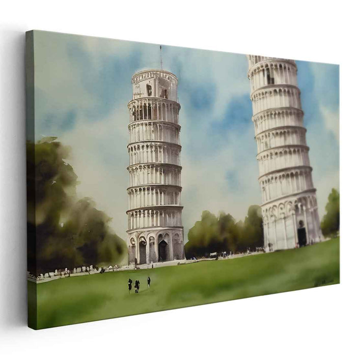 Tilted Illusionists: Captivating Leaning Towers of Pisa Canvas Art Print