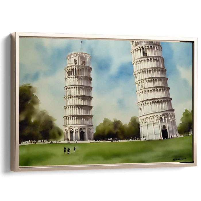 Tilted Illusionists: Captivating Leaning Towers of Pisa Canvas Art Print