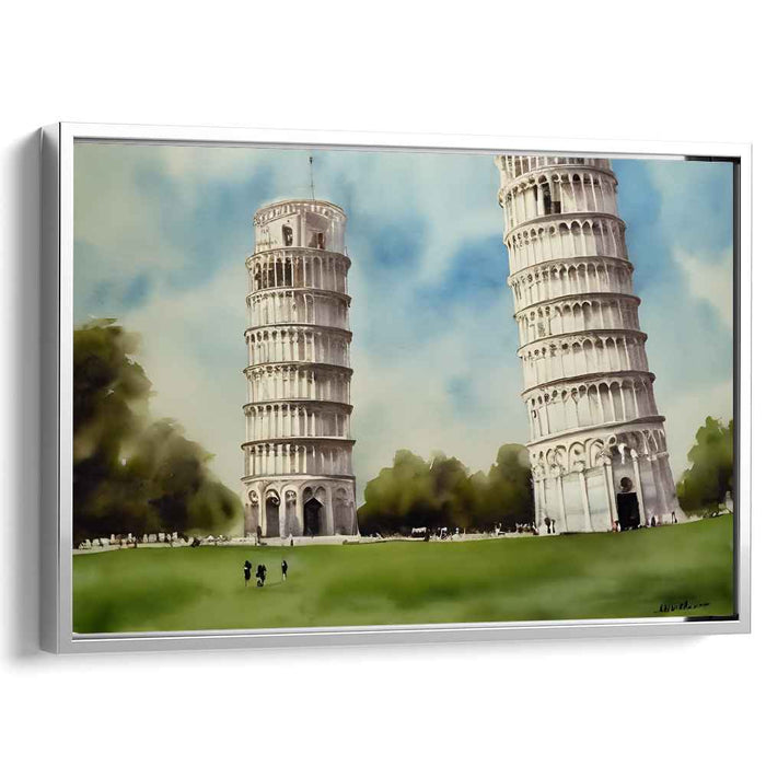 Tilted Illusionists: Captivating Leaning Towers of Pisa Canvas Art Print