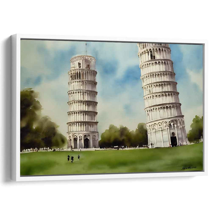 Tilted Illusionists: Captivating Leaning Towers of Pisa Canvas Art Print