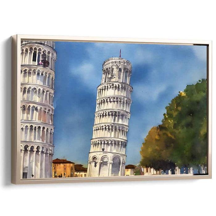 Timeless Lean: Watercolor of the Leaning Tower of Pisa