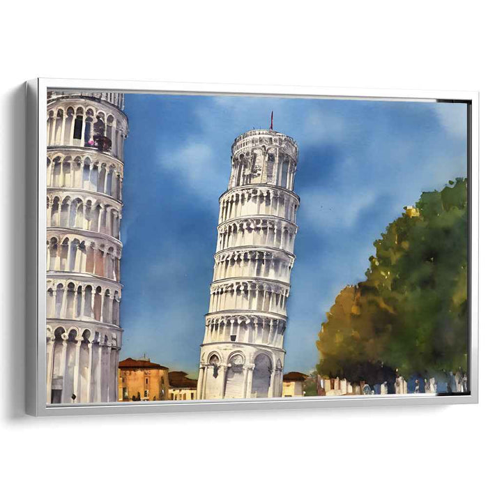 Timeless Lean: Watercolor of the Leaning Tower of Pisa