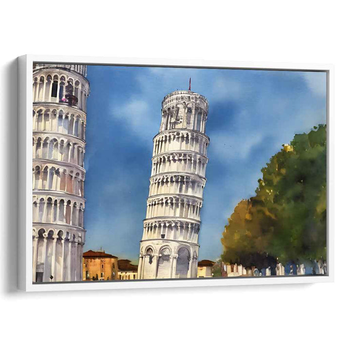 Timeless Lean: Watercolor of the Leaning Tower of Pisa
