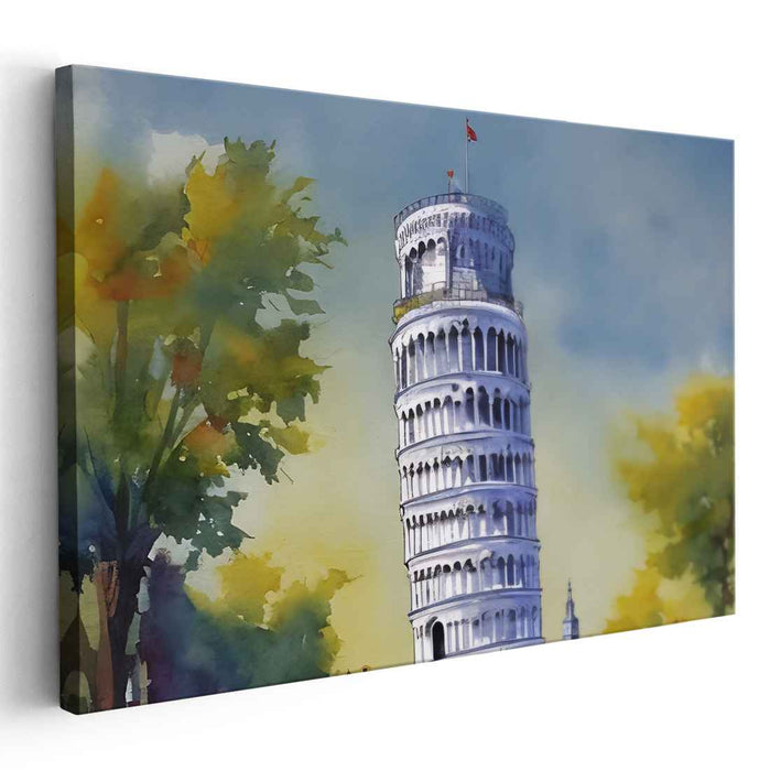 Tilted Italia Impressions: The Leaning Tower of Pisa Canvas Art Print