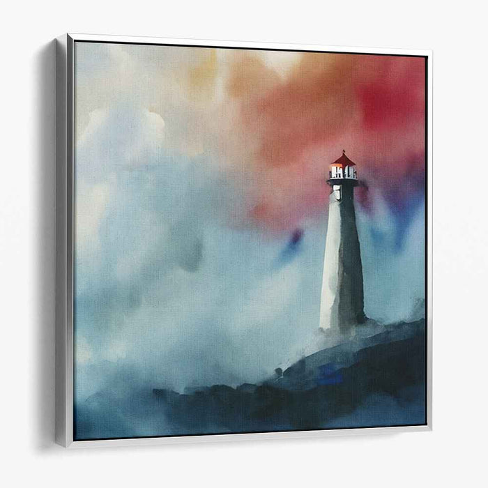 Aqua Beacon Drama: Dramatic Lighthouse in Watercolor