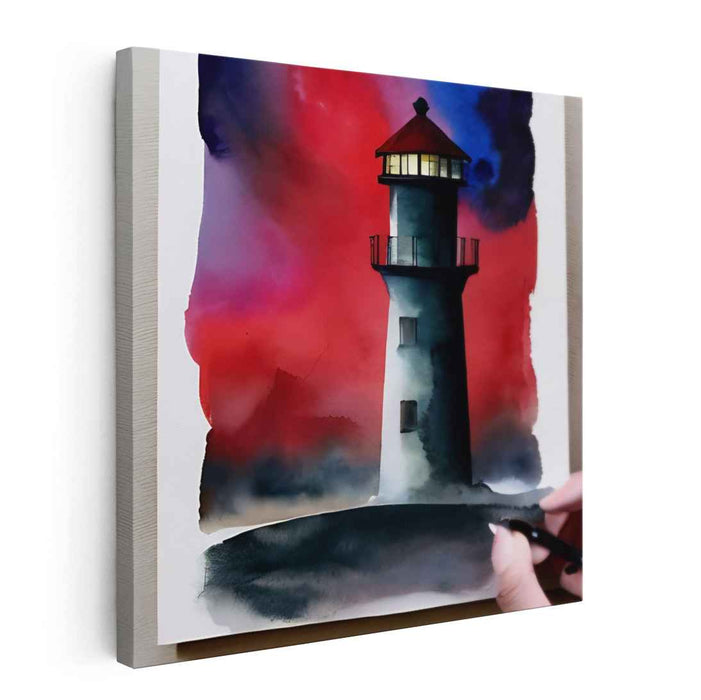 Whispering Beacon Lights: Expressive Watercolor Lighthouse Art Print