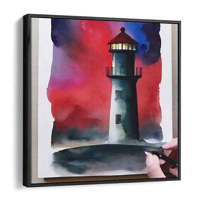 Whispering Beacon Lights: Expressive Watercolor Lighthouse Art Print