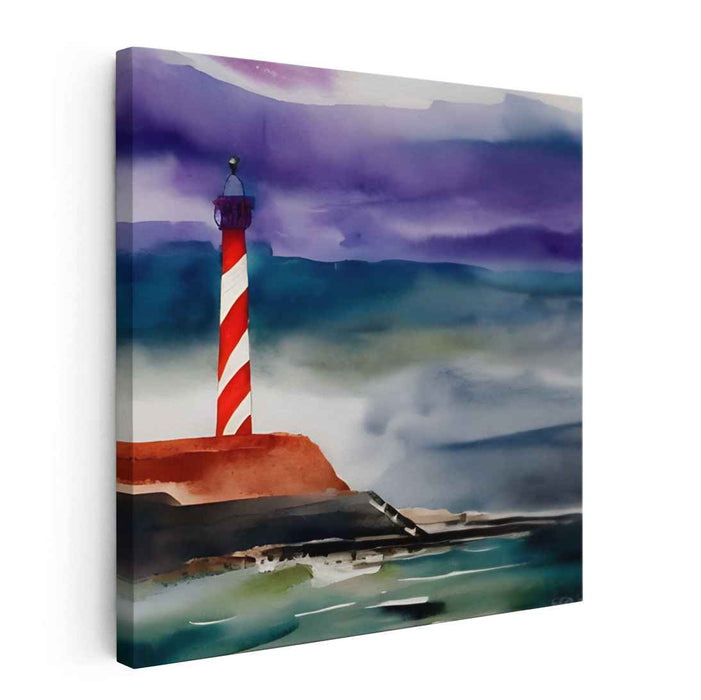 Mystic Beacon Blues: Impressionist Lighthouse in Misty Watercolor