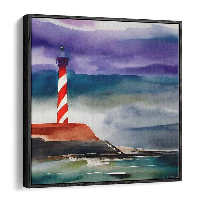 Mystic Beacon Blues: Impressionist Lighthouse in Misty Watercolor