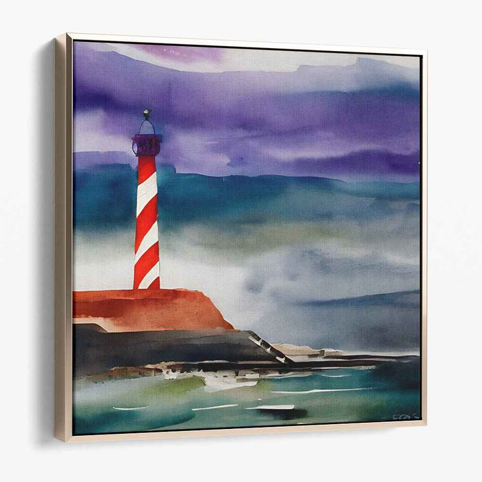 Mystic Beacon Blues: Impressionist Lighthouse in Misty Watercolor