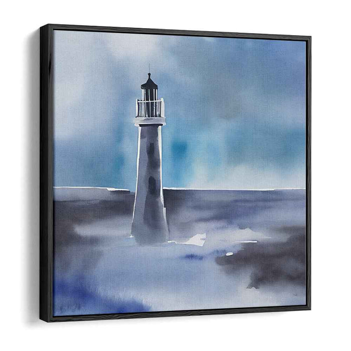 Guiding Light Chaos: Serene Lighthouse in a Stormy Sea Canvas Art Print