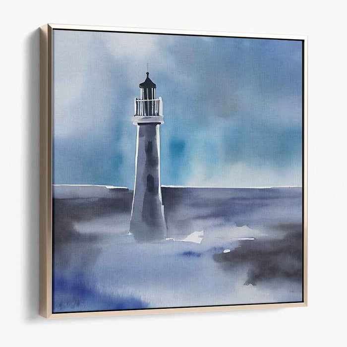 Guiding Light Chaos: Serene Lighthouse in a Stormy Sea Canvas Art Print