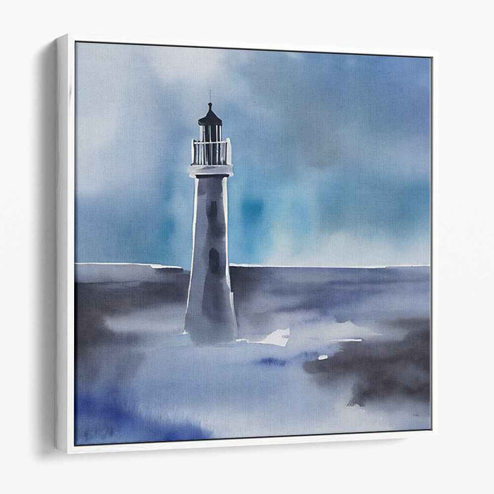 Guiding Light Chaos: Serene Lighthouse in a Stormy Sea Canvas Art Print