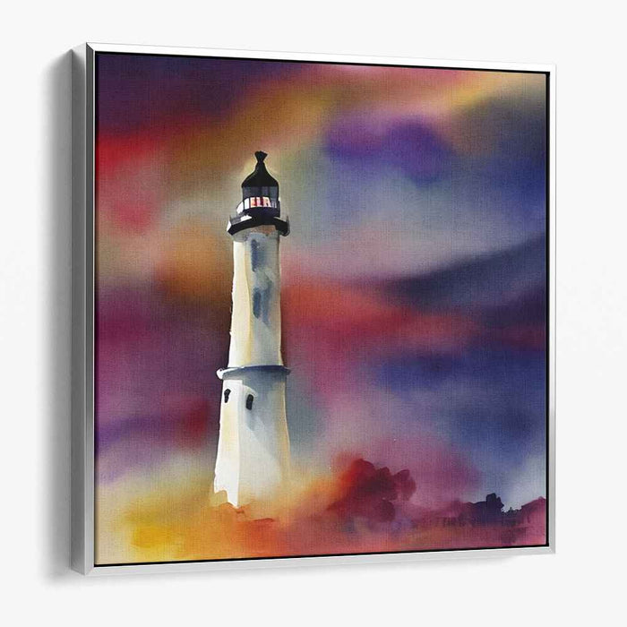 Whispers of Tempest Dreams: Impressionist Lighthouse in a Stormy Watercolor Sky
