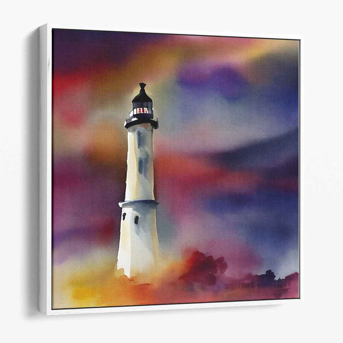 Whispers of Tempest Dreams: Impressionist Lighthouse in a Stormy Watercolor Sky