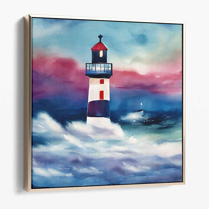 Storm Guardian: Dramatic Lighthouse in a Tempestuous Sea Canvas Art
