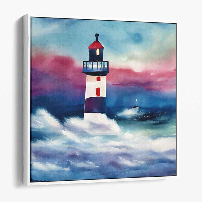 Storm Guardian: Dramatic Lighthouse in a Tempestuous Sea Canvas Art