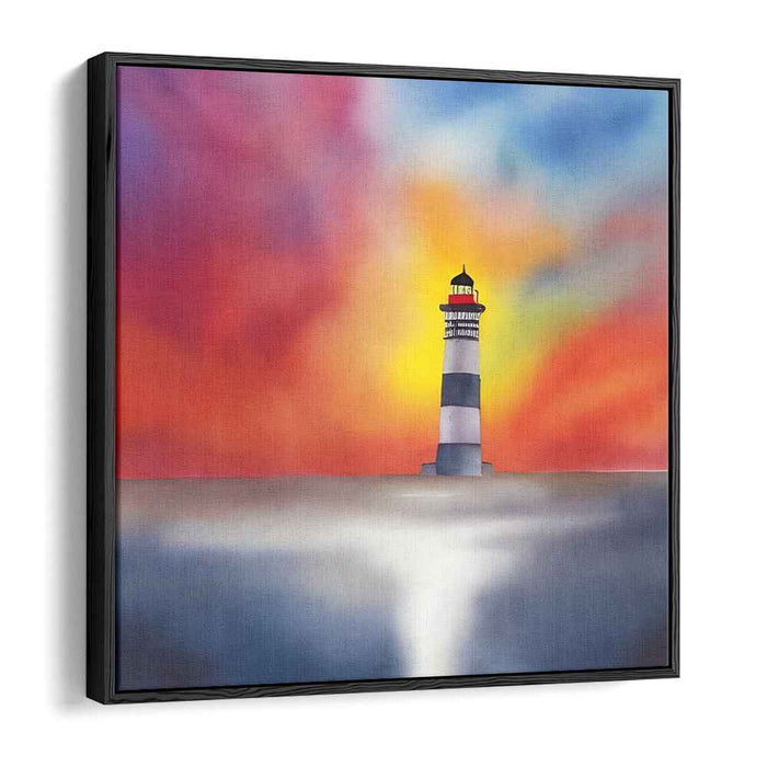 Luminous Serenity Reflected Horizon: Vibrant Sunset Over Serene Waters Canvas Art Print