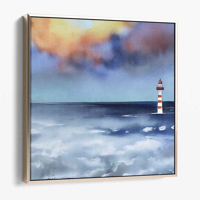 Lost Echoes Amongst Waves: Serene Twilight Over the Sea Canvas Art Print