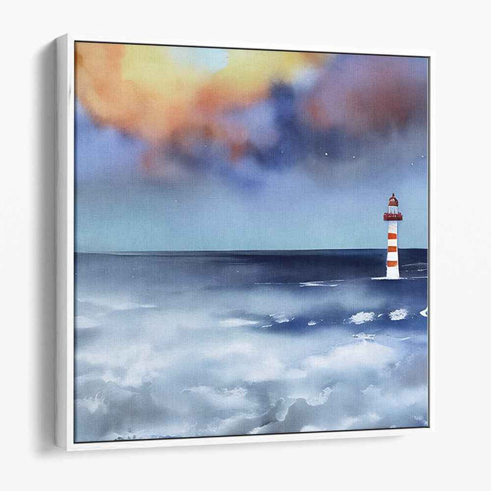 Lost Echoes Amongst Waves: Serene Twilight Over the Sea Canvas Art Print