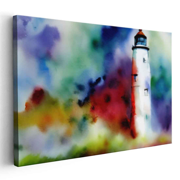 Dreamy Lighthouse: Ethereal Watercolor Canvas Art Print