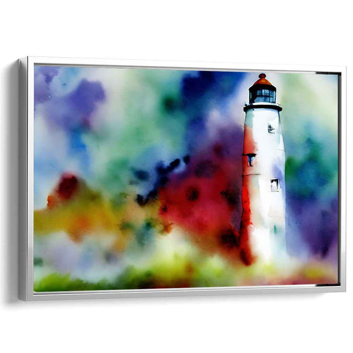Dreamy Lighthouse: Ethereal Watercolor Canvas Art Print
