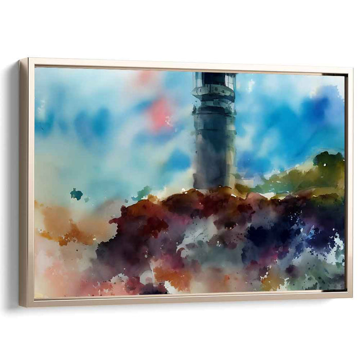 Lighthouse Dreamscape: Impressionist Watercolor Canvas Art