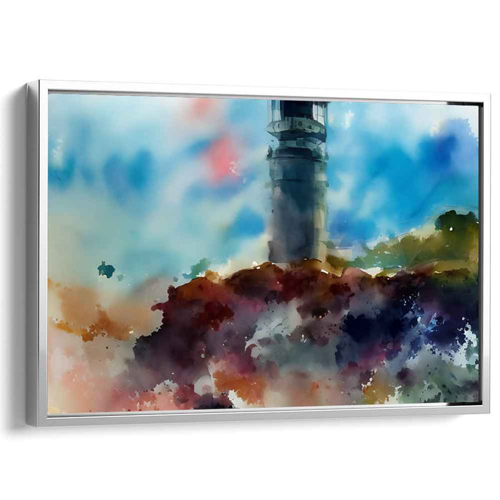 Lighthouse Dreamscape: Impressionist Watercolor Canvas Art