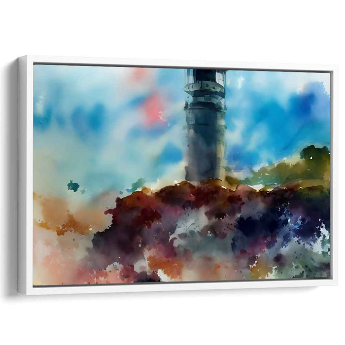 Lighthouse Dreamscape: Impressionist Watercolor Canvas Art