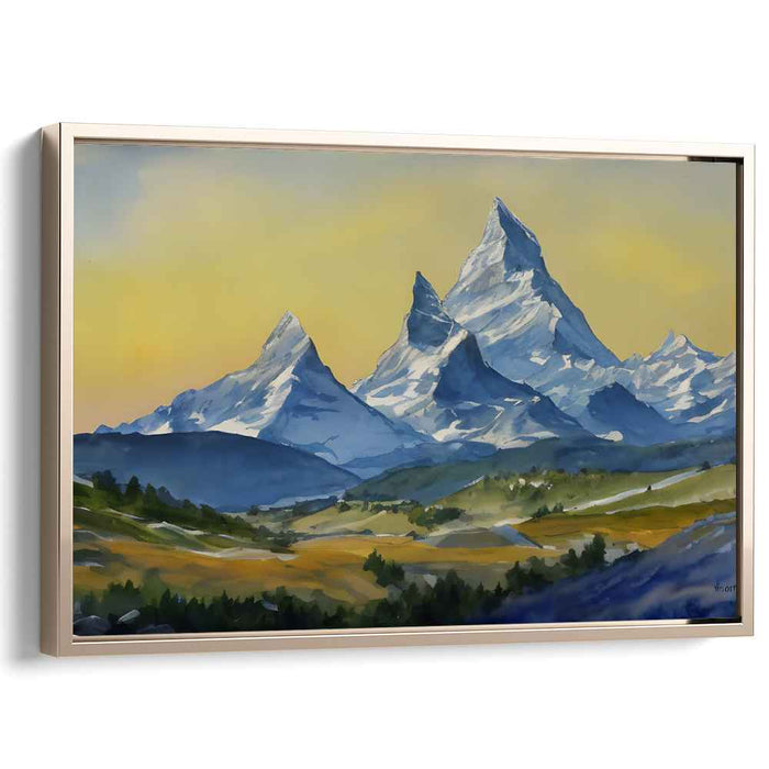 Echoes In Moonlight Canyon: Luminous Mountain Landscape Canvas Art