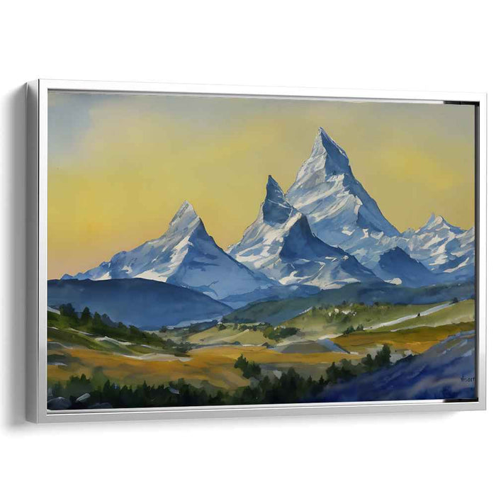 Echoes In Moonlight Canyon: Luminous Mountain Landscape Canvas Art