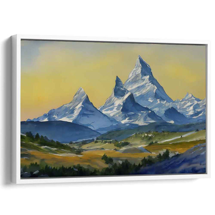 Echoes In Moonlight Canyon: Luminous Mountain Landscape Canvas Art