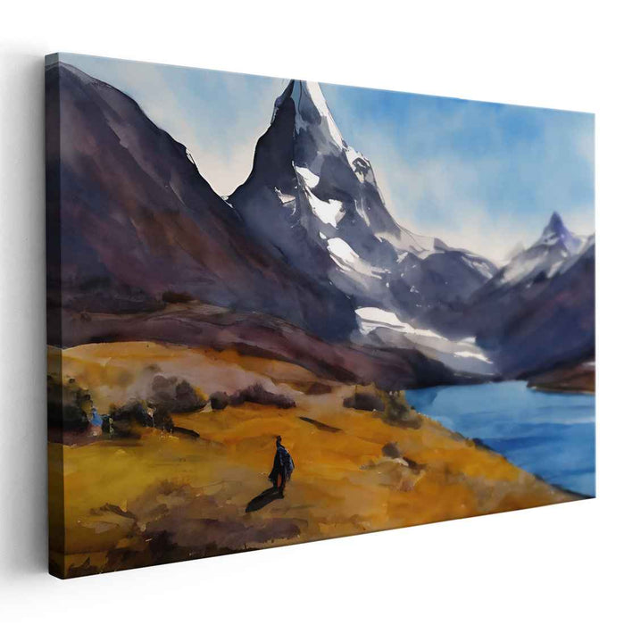 Drenched in Serenity: Realistic Watercolor Landscape Canvas Art Print