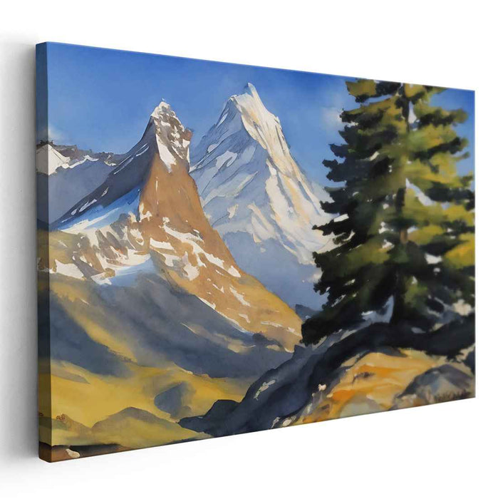 Echoes Of Watercolor Dreams: Realistic Watercolor Landscape Canvas Art Print