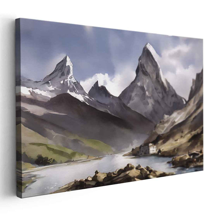 Moonlit Embrace: Romantic Landscape Canvas Art Print