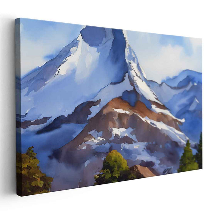 Pastel Serenity Symphony: Watercolor Landscape Canvas Art Print