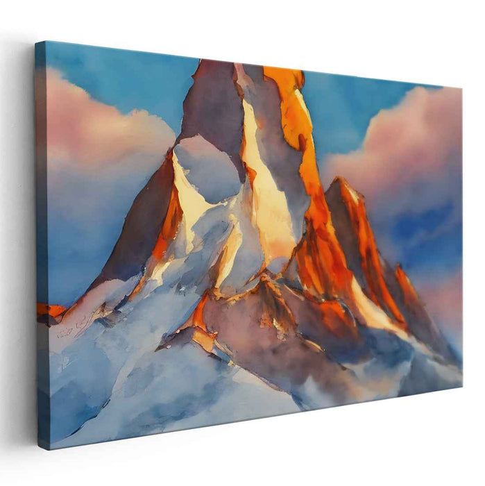 Mountain Glow: Sunlit Mountain Canvas Art Print