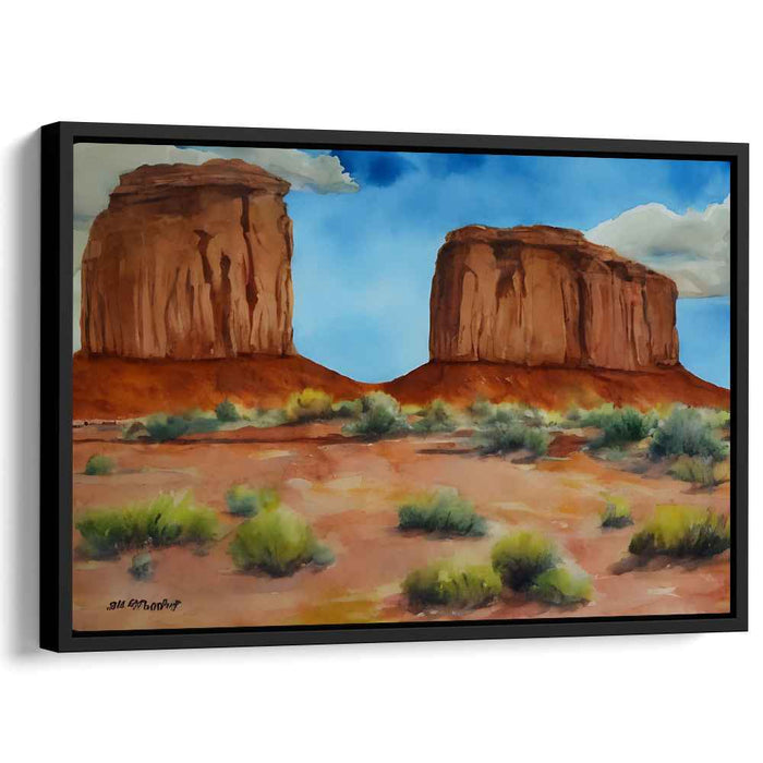 Majestic Buttes of Monument Valley: Serene Watercolor Landscape Art Print