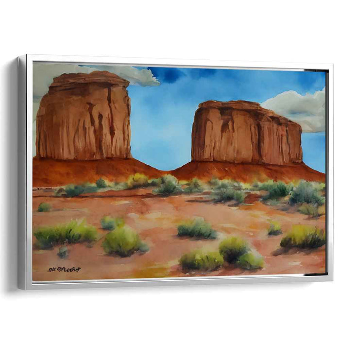 Majestic Buttes of Monument Valley: Serene Watercolor Landscape Art Print