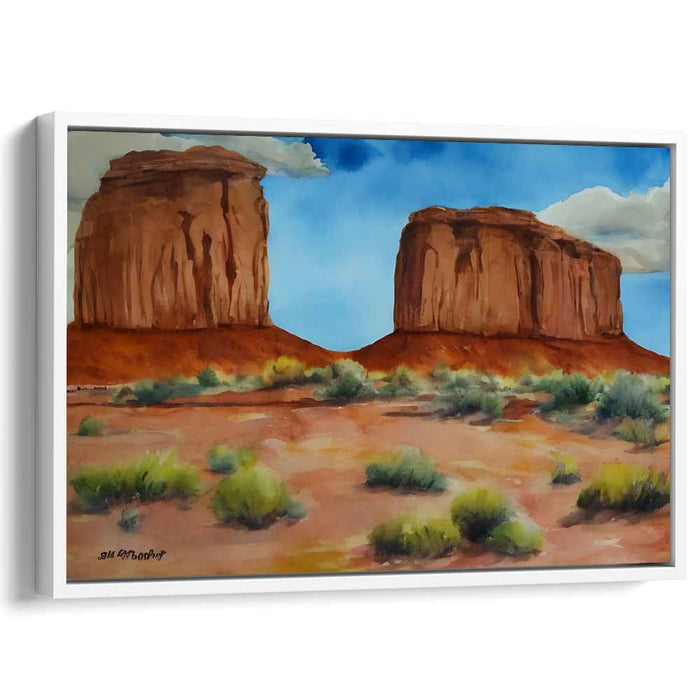 Majestic Buttes of Monument Valley: Serene Watercolor Landscape Art Print
