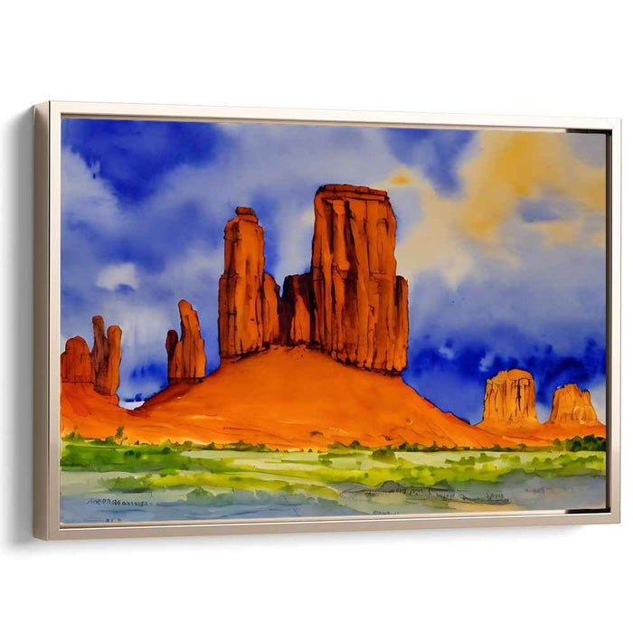 Whimsical Palette Reflections: Vibrant Watercolor Landscape Canvas Art