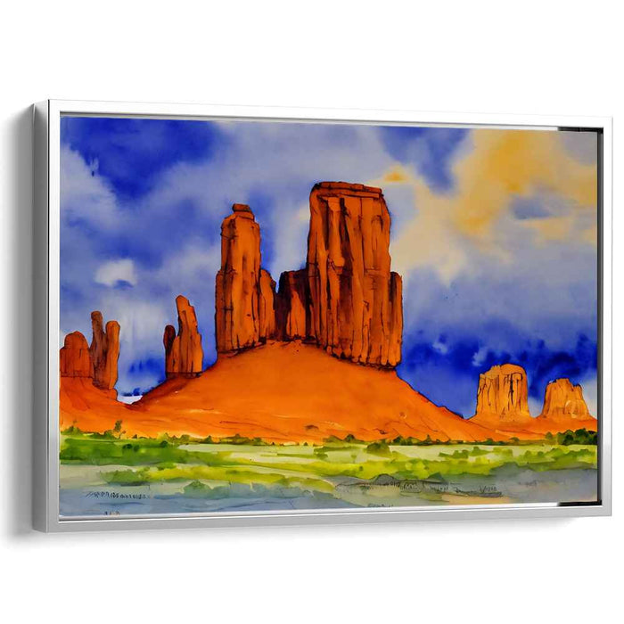 Whimsical Palette Reflections: Vibrant Watercolor Landscape Canvas Art