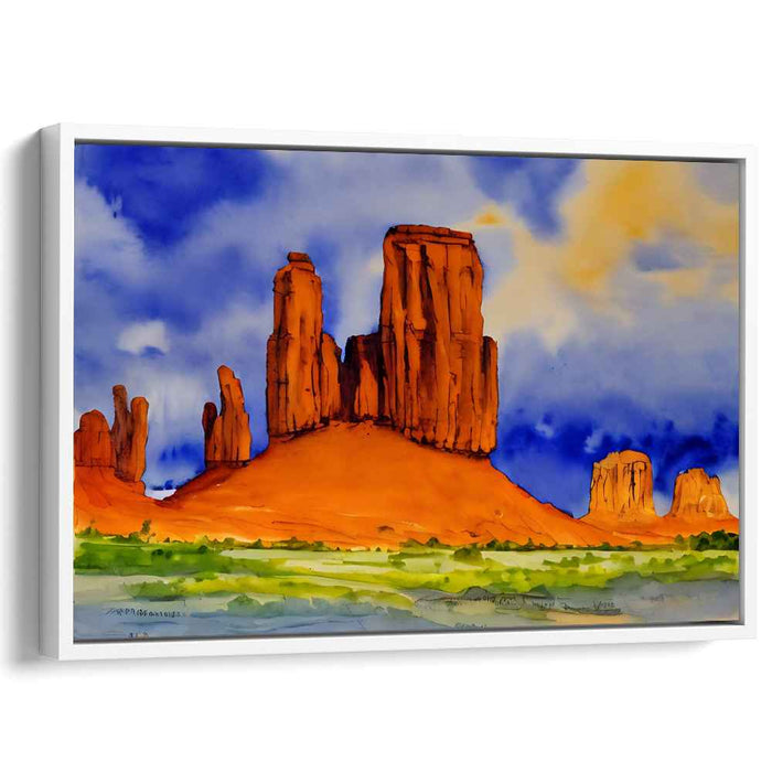 Whimsical Palette Reflections: Vibrant Watercolor Landscape Canvas Art