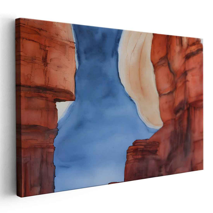 Vibrant Horizon Symphony: Serene Watercolor Landscape with Radiant Sky